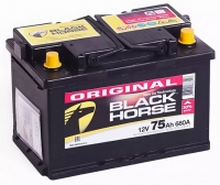  Аккумулятор автомобильный Black Horse 6СТ-75 прям.