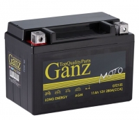  Аккумулятор мото GANZ AGM 11 А/ч 280А ПП (150x87x110) GTZ12S (YTZ12S)