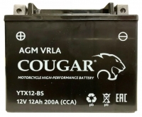  Аккумулятор мотоциклетный COUGAR AGM VRLA 12V12 YTX12-BS