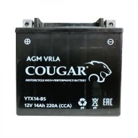  Аккумулятор мотоциклетный COUGAR AGM VRLA 12 V 14 Ah YTX14-BS