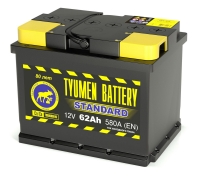  Аккумулятор автомобильный TYUMEN BATTERY STANDARD 6СТ-62 прям.